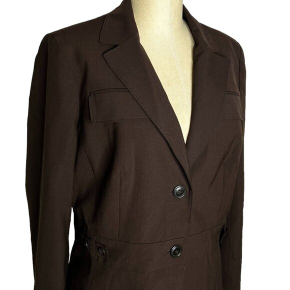 Ann Taylor Loft Blazer Womens Size 12 Brown Two Button Wool Blend Career Wear - Picture 1 of 4